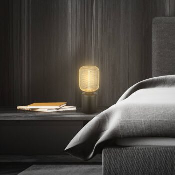 Stolová lampa Rist, čierna/zlatá, výška 22 cm, kov