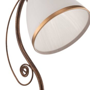 Stolová lampa Roma, kov, sklo, biela, hnedá, výška 39 cm