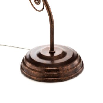Stolová lampa Roma, kov, sklo, biela, hnedá, výška 39 cm