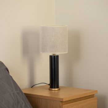 Stolová lampa Romina s plátnovým tienidlom, podstavec čierny