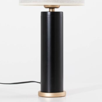 Stolová lampa Romina s plátnovým tienidlom, podstavec čierny