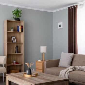 Stolová lampa Romina s plátnovým tienidlom, podstavec zlatý