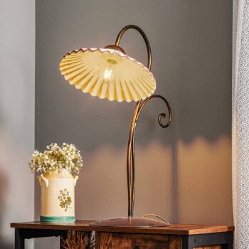 Stolová lampa Rosina v bronzovej farbe s keramickým tienidlom