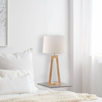 Stolová lampa Sacha LT z textilu a dreva