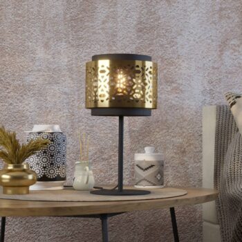 Stolová lampa Sandbach v čiernej a mosadznej
