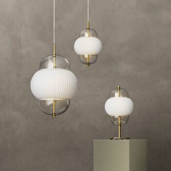 Stolová lampa Shahin, 3 svetlá, stmievateľná, sklo, výška 43 cm