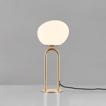 Stolová lampa Shapes tienidlo sklo, biela/mosadzná
