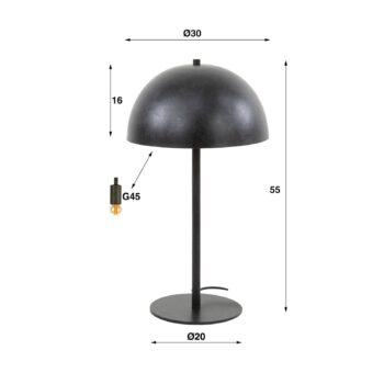 Stolová lampa Sicari z kovu, uhľovej farby