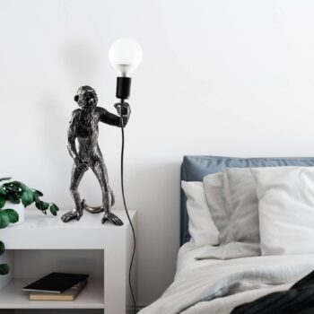 Stolová lampa Singe, čierna, polyester, výška 46 cm, opica