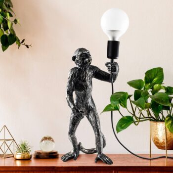 Stolová lampa Singe, čierna, polyester, výška 46 cm, opica