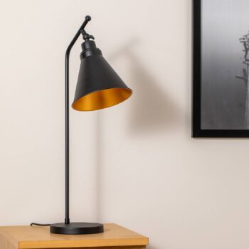 Stolová lampa Sivani MR-608, čierna/zlatá, kov, výška 50 cm