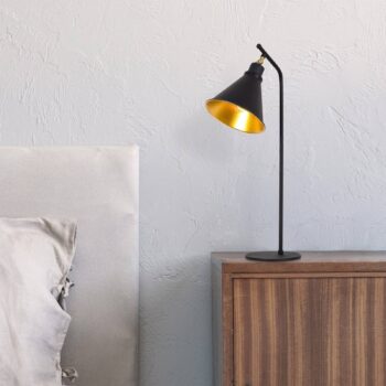Stolová lampa Sivani MR-608, čierna/zlatá, kov, výška 50 cm