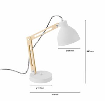 Stolová lampa Skansen, nastaviteľná, biela