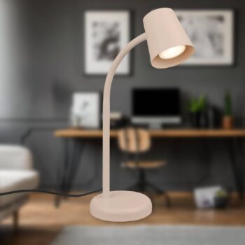 Stolová lampa Skriva, béžová, kov, GU10, 38 cm, otočná