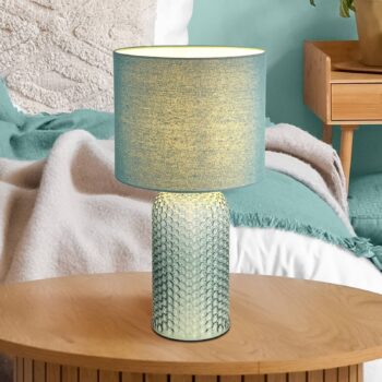 Stolová lampa Sofia, svetlozelená, výška 50 cm, látka/sklo