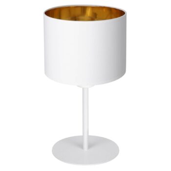 Stolová lampa Soho, valcovitá, výška 34 cm, biela/zlatá