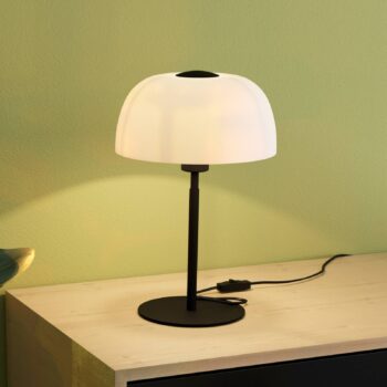 Stolová lampa Solo 2, mliečne sklo/čierna
