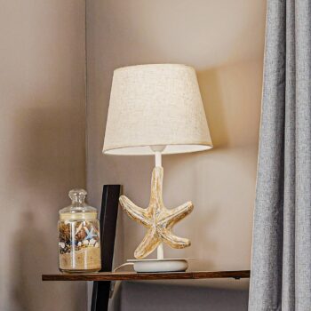 Stolová lampa Stellina, látkový tienidlo, dekor hviezdice