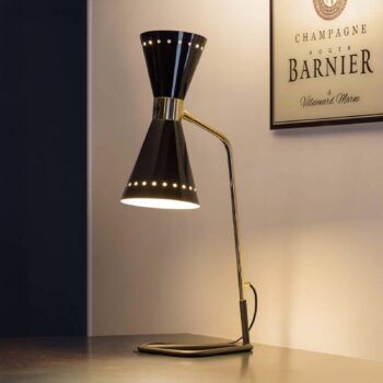 Stolová lampa Stilnovo Megafono, čierna, výška 62 cm, kov