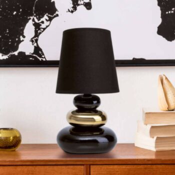 Stolová lampa Stoney, keramika a textil