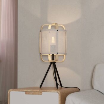 Stolová lampa Surfleet bambusovo/ľanové tienidlo