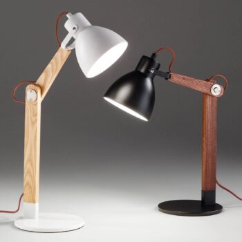 Stolová lampa Sveva z dreva, biela/jaseň