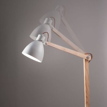 Stolová lampa Sveva z dreva, biela/jaseň