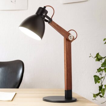 Stolová lampa Sveva z dreva, čierna/orech