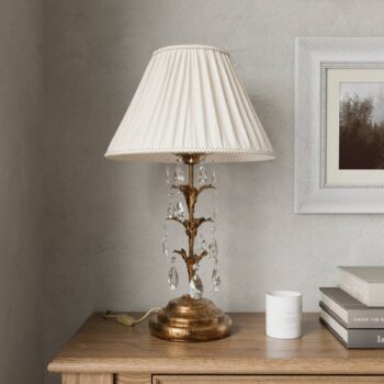 Stolová lampa Teresa s kryštálmi a textilným tienidlom