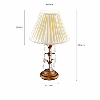 Stolová lampa Teresa s kryštálmi a textilným tienidlom