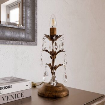 Stolová lampa Teresa s kryštálmi, bez tienidla na lampu