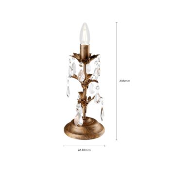 Stolová lampa Teresa s kryštálmi, bez tienidla na lampu