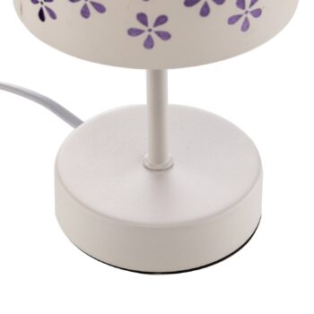 Stolová lampa Titilla v bielej farbe, tienidlo na lampu vo vnútri fialové