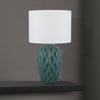 Stolová lampa Tortuga, zelená/biela, výška 49,5 cm, keramika/látka