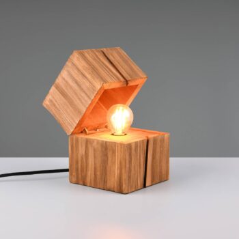 Stolová lampa Treasure, prírodný povrch, drevo, výklopná