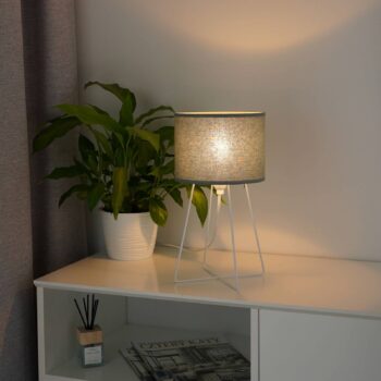 Stolová lampa Trixi, kov, látka, šalviová zelená, biela