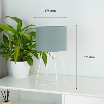 Stolová lampa Trixi, kov, látka, šalviová zelená, biela