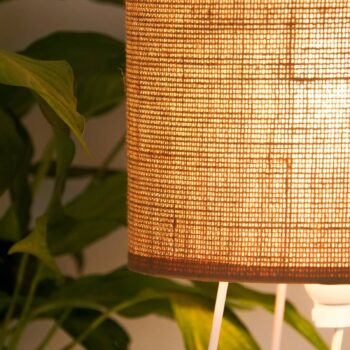 Stolová lampa Trixi s drôteným rámom biela/béžová, látka, E14