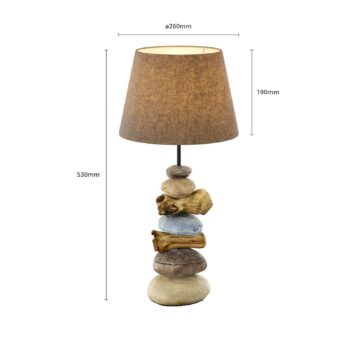 Stolová lampa Vera, látkový tienidlo a kamenný dekor, 55 cm