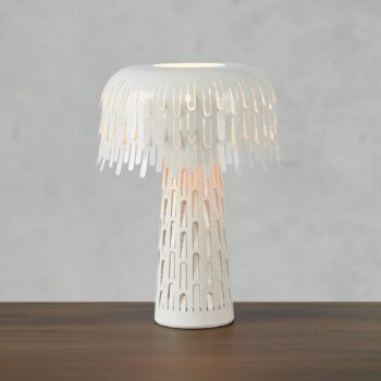 Stolová lampa Verbera, biela, výška 38 cm, kov