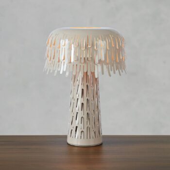 Stolová lampa Verbera, greige, výška 38 cm, kov