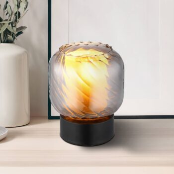 Stolová lampa Xia, výška 17 cm, dymovo sivá, sklo