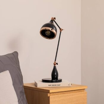 Stolová lampa Yildo 7015, čierna/meď, kov, výška 50 cm