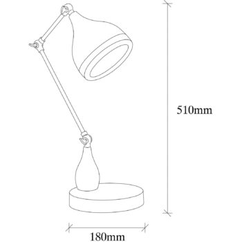 Stolová lampa Yildo 7015, čierna/meď, kov, výška 50 cm