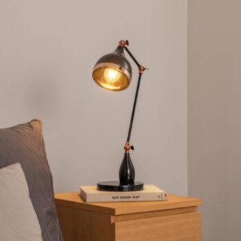 Stolová lampa Yildo 7015, čierna/meď, kov, výška 50 cm