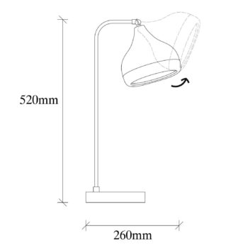 Stolová lampa Yildo, čierna/meď, kov, výška 52 cm