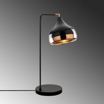 Stolová lampa Yildo, čierna/meď, kov, výška 52 cm