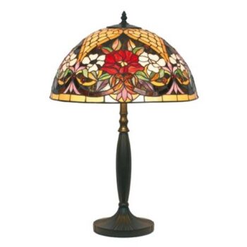 Stolová lampa s kvetinovým vzorom v Tiffanyho štýle
