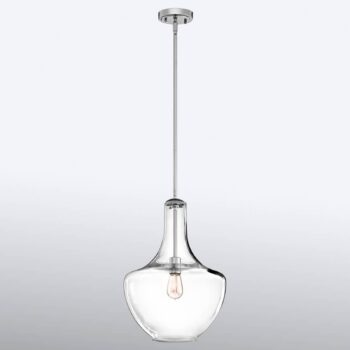 Stredne veľká závesná lampa Everly objímka chróm