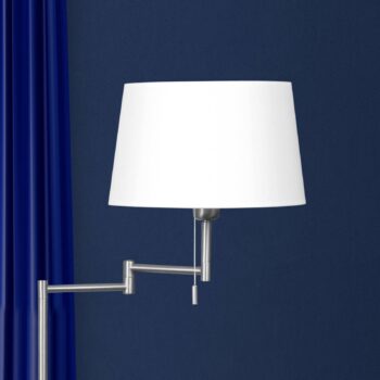 Strieborná stojacia lampa MEANDER s látkovým tienidlom